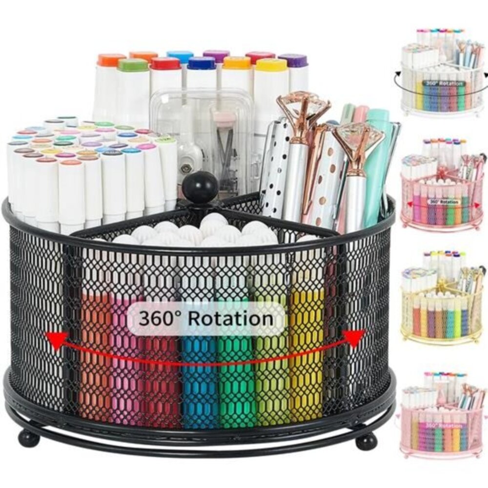 360° Rotate Pencil Holder: Office & Art Supply Organizer,‎ Black